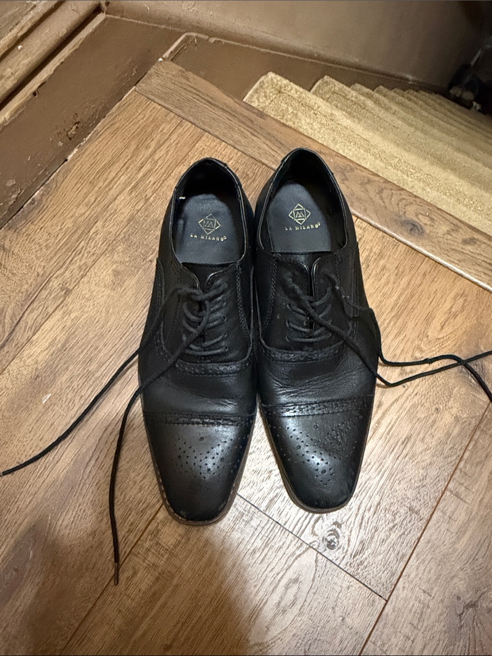 Milano Black Cap-Toe Brogue Derby Oxfords
